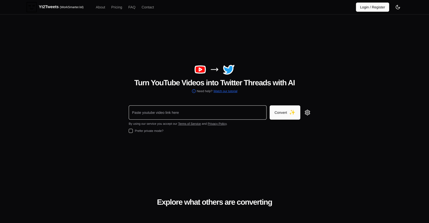 Yt2Tweets screenshot