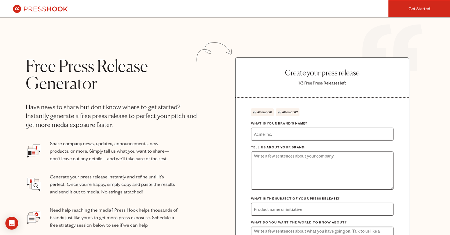AI Press Release Generator screenshot