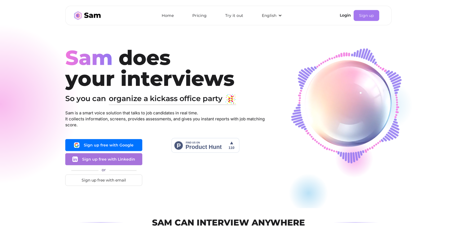 Sam screenshot