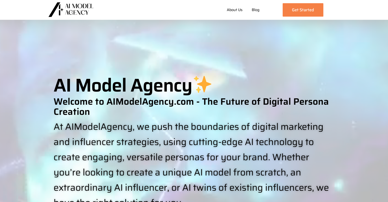 AI model agency screenshot