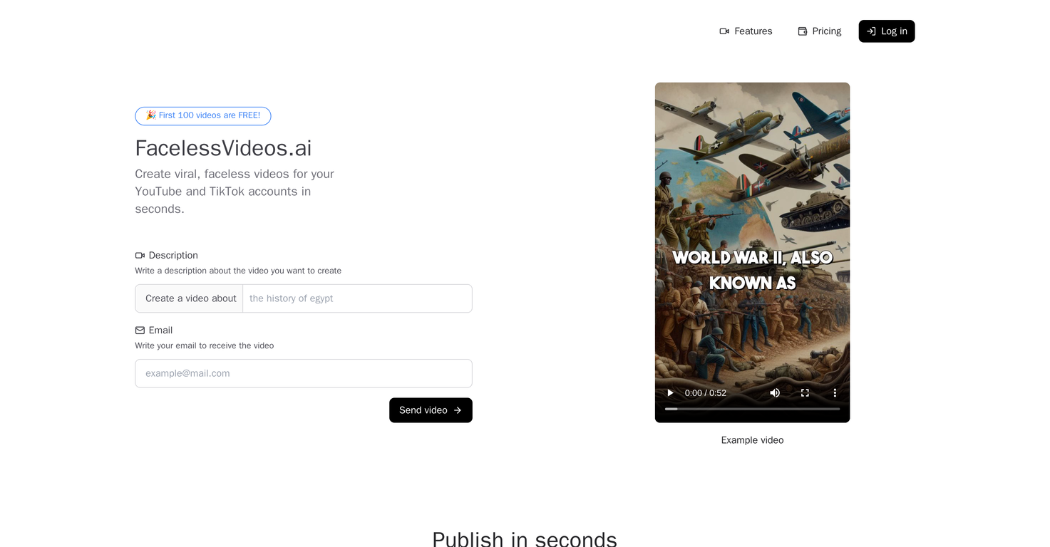 FacelessVideos.AI screenshot