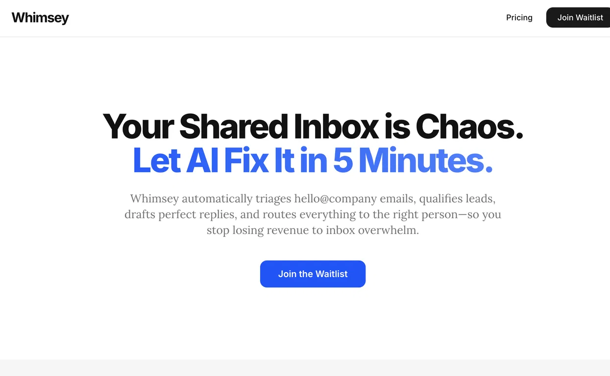 Whimsey: The AI Shared Inbox for Your Business screenshot