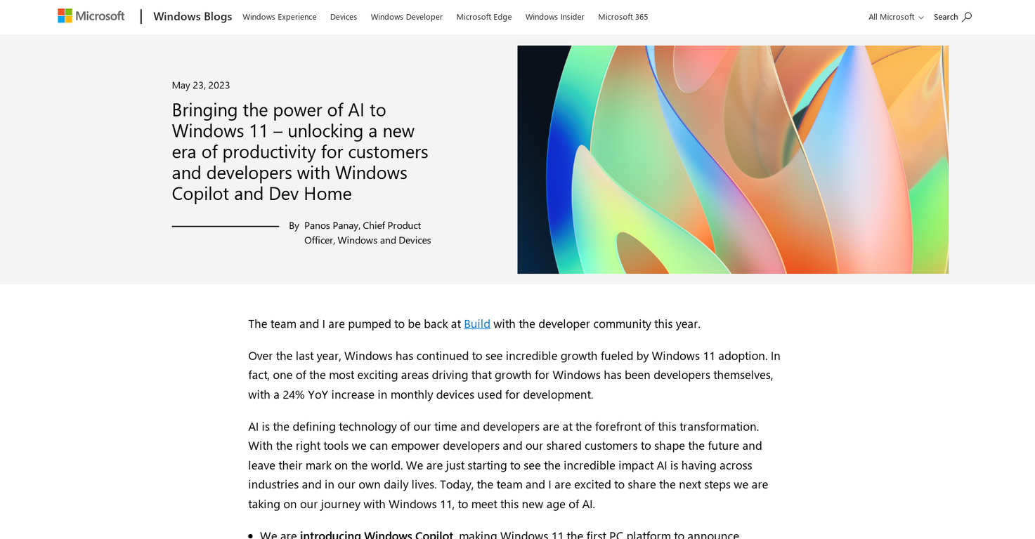 Windows Copilot screenshot