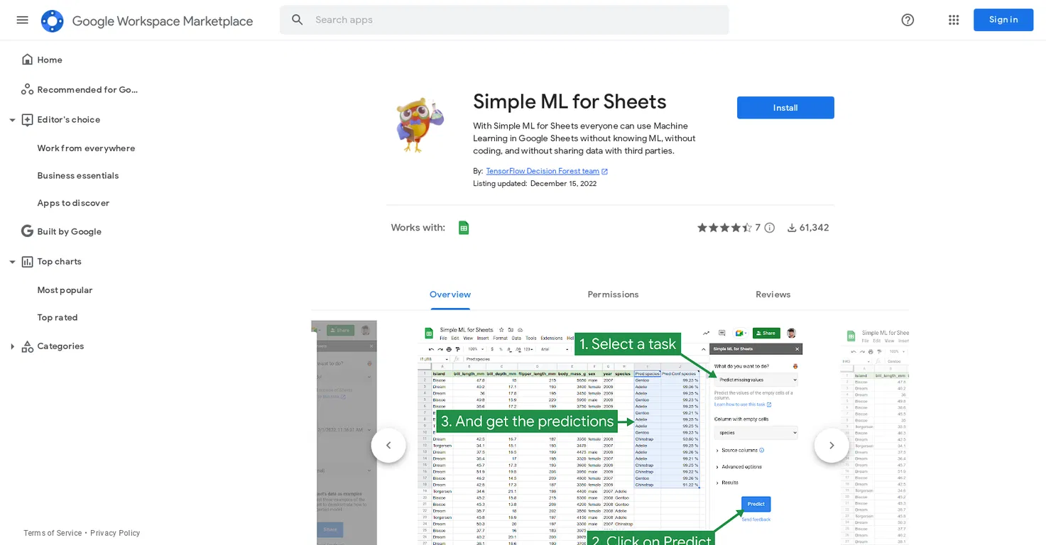 Simple ML screenshot