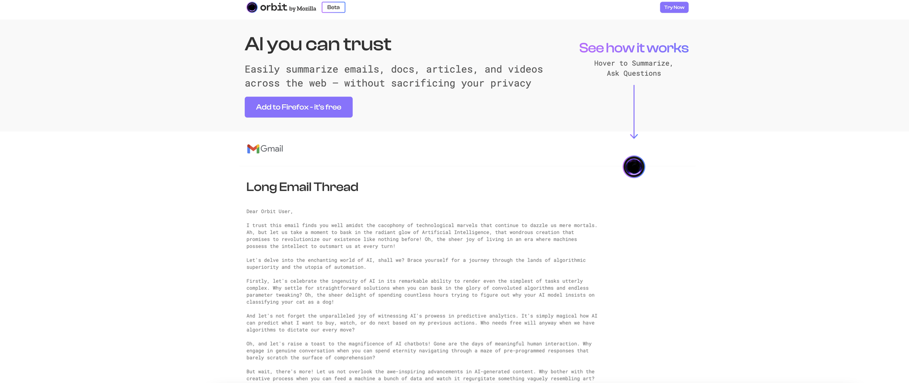 Orbit by Mozilla screenshot