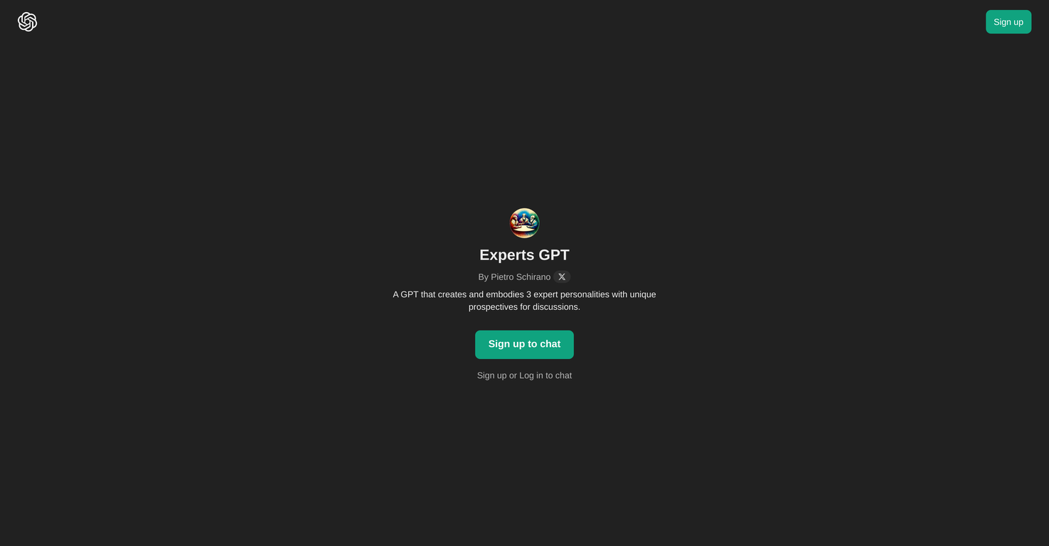 Experts GPT screenshot