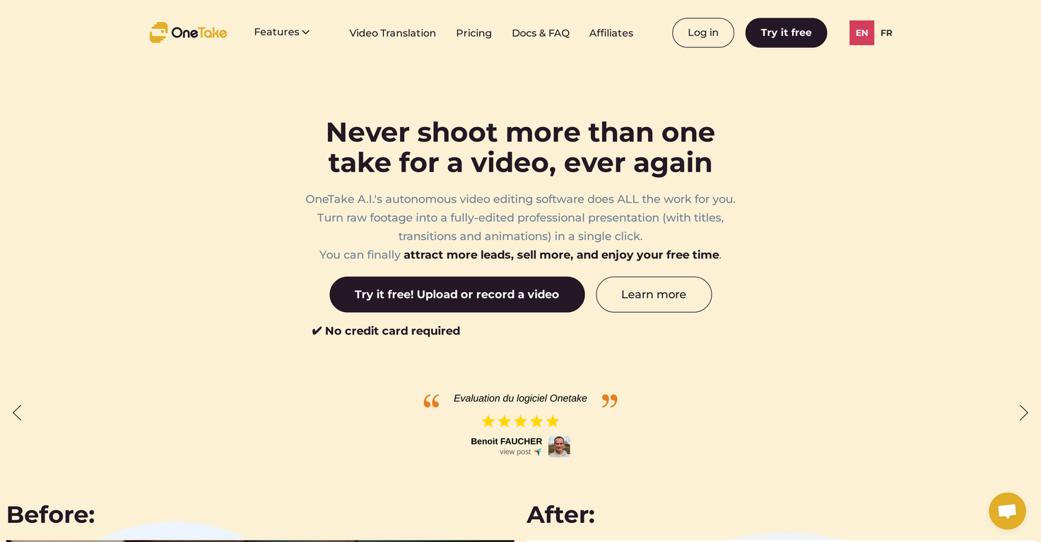 OneTake AI screenshot