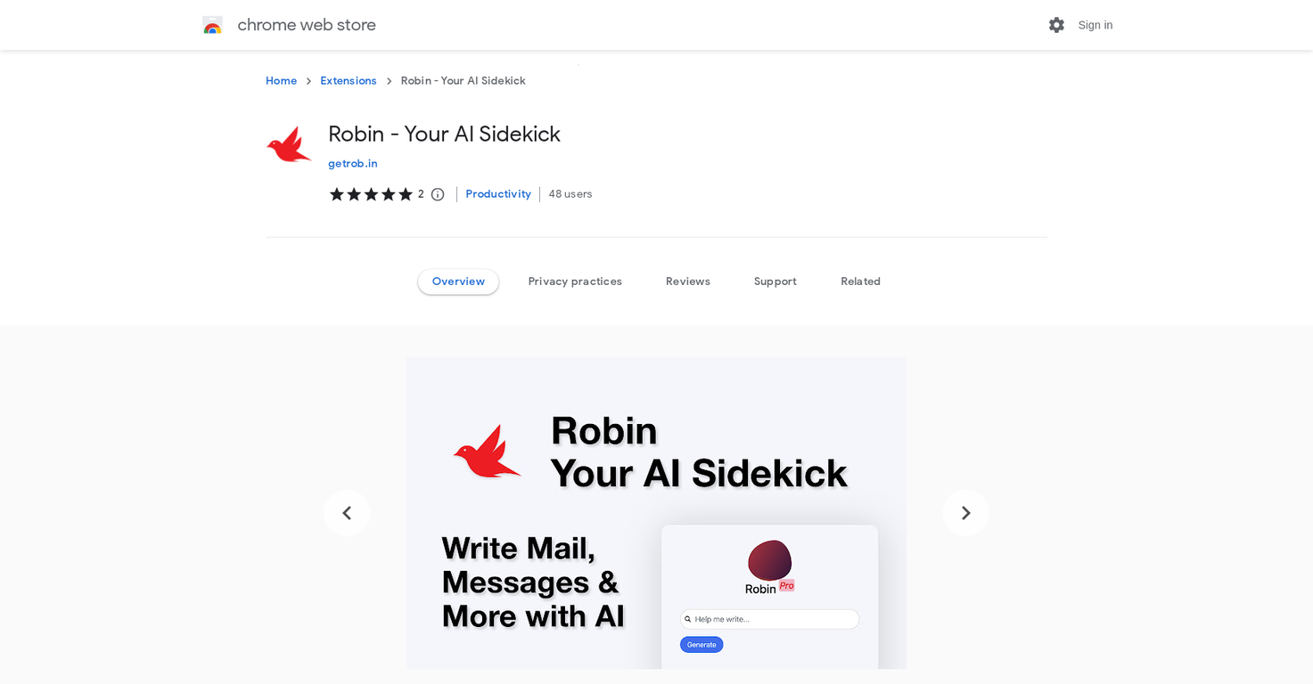 Robin Sideckick screenshot