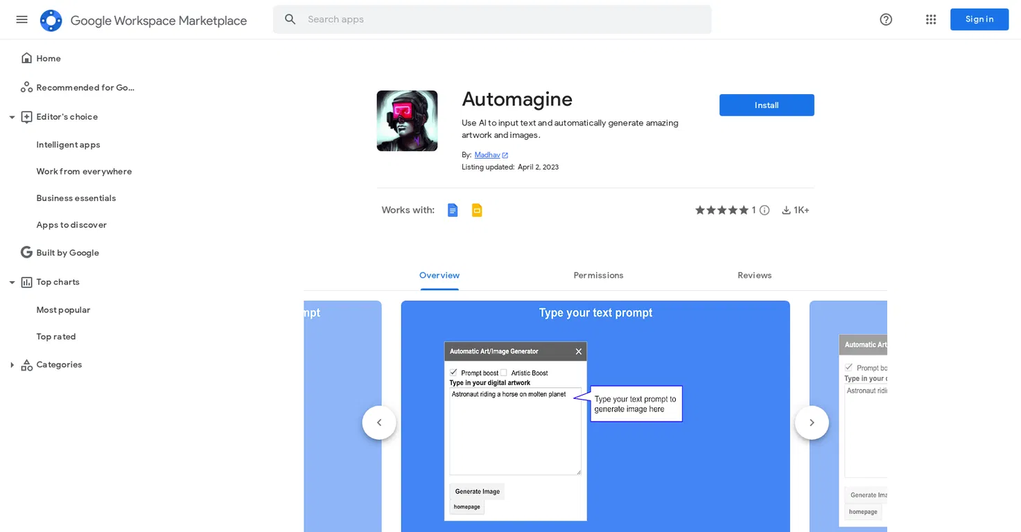 Automagine screenshot