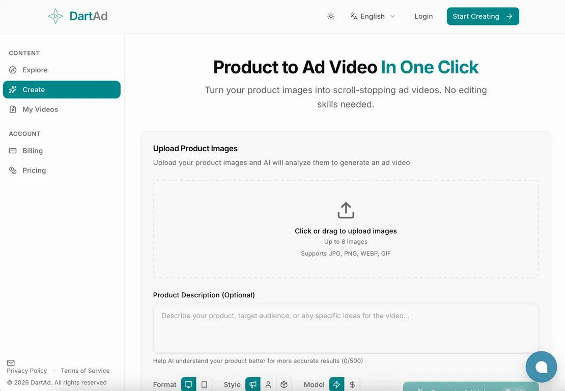 DartAd screenshot