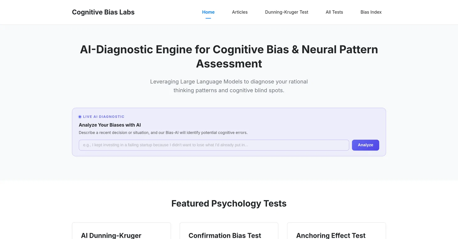Cognitive Bias Labs screenshot