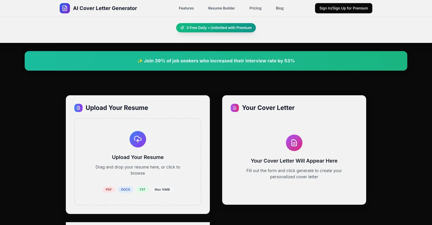 AI Cover Letter Generator screenshot
