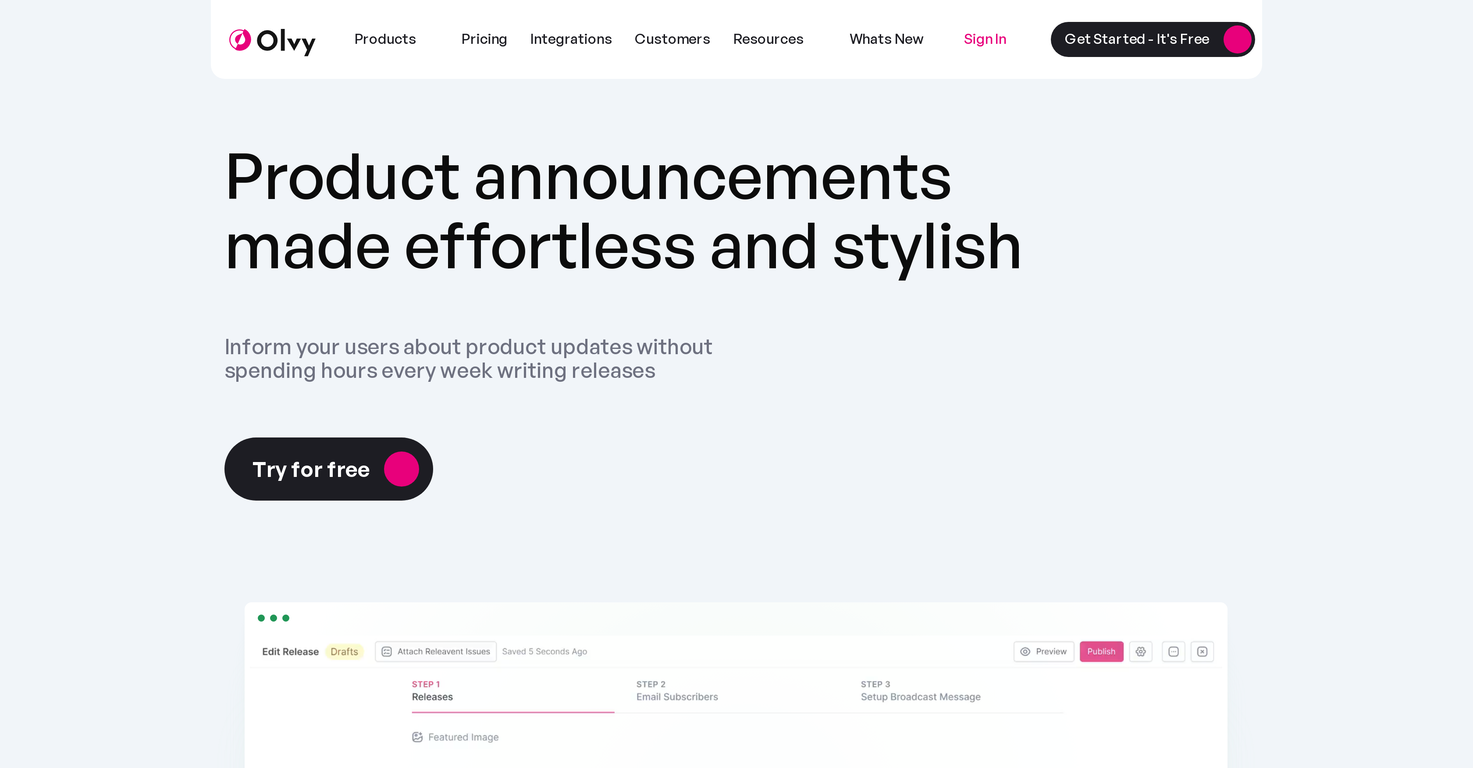 Olvy Changelogs screenshot