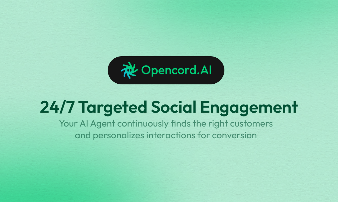 Opencord AI, 24/7 Social Media Engagement via Reply screenshot