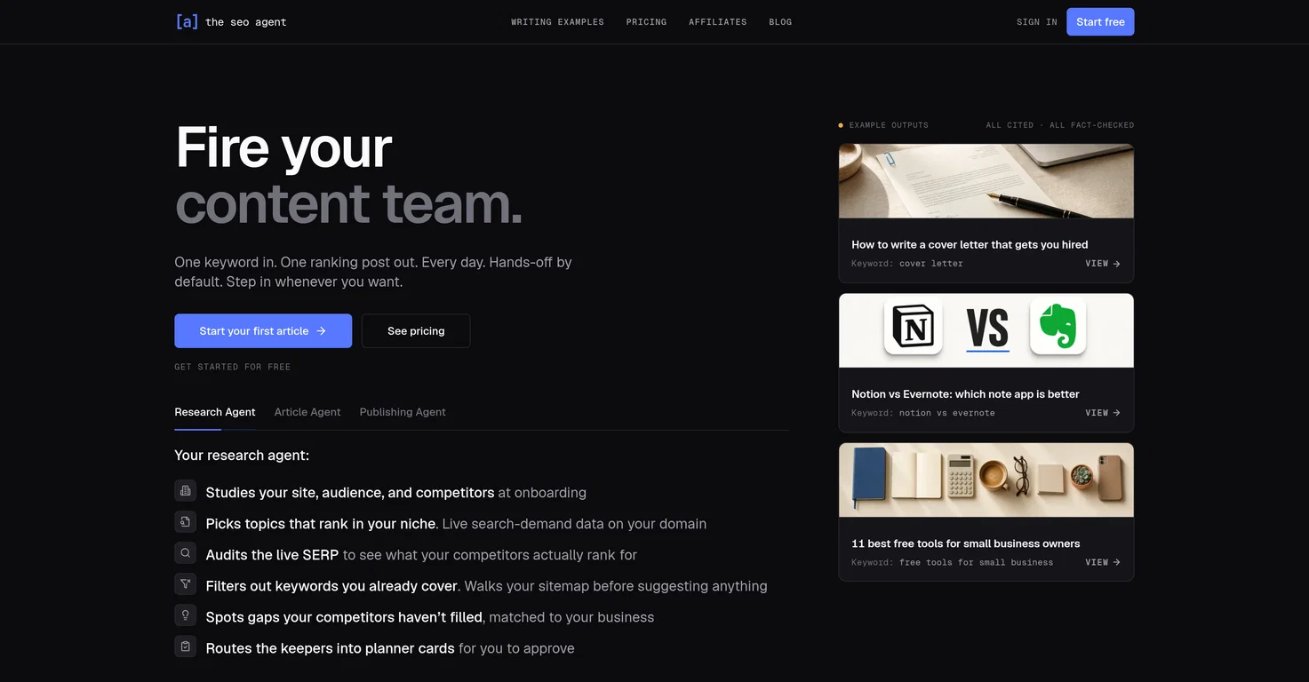 The SEO Agent screenshot
