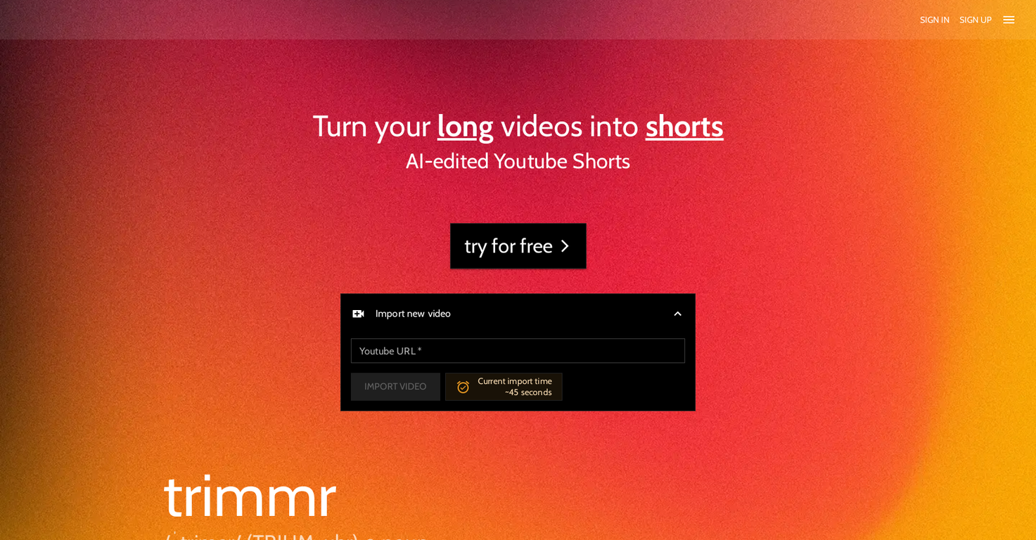 Trimmr screenshot