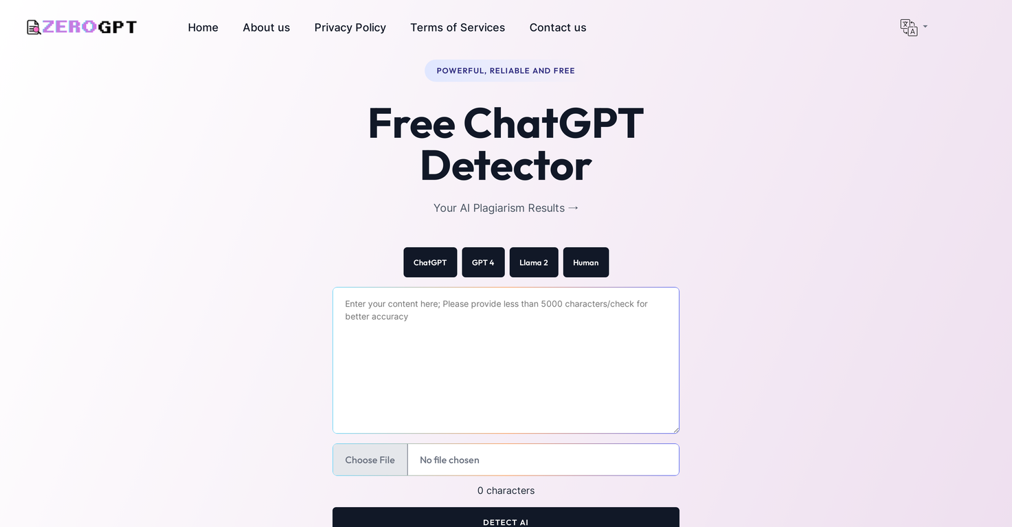 ZeroGPT - Free ChatGPT Detector screenshot