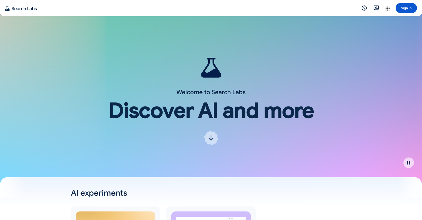 Google Search Labs screenshot