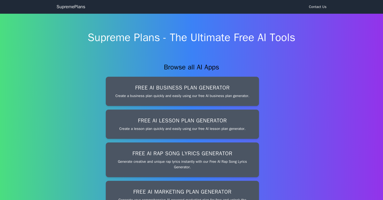 Supreme Plans screenshot