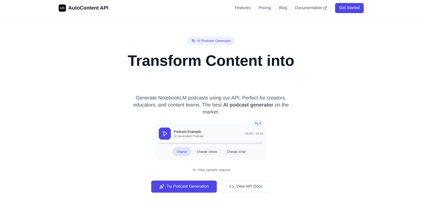 AutoContent API screenshot