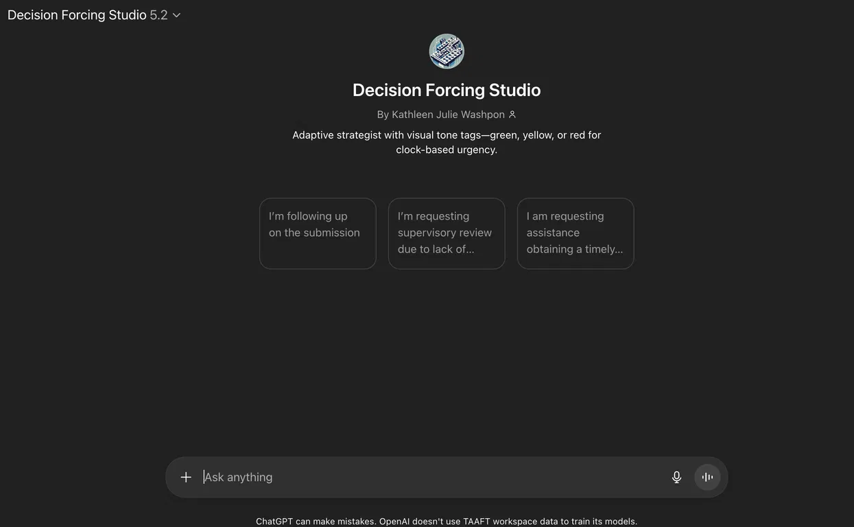Decision Forcing Studio screenshot