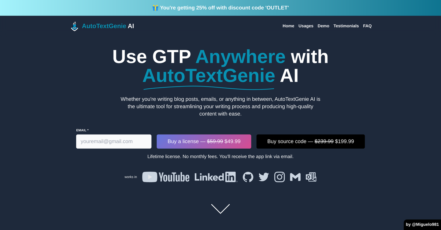 AutoTextGenie AI screenshot