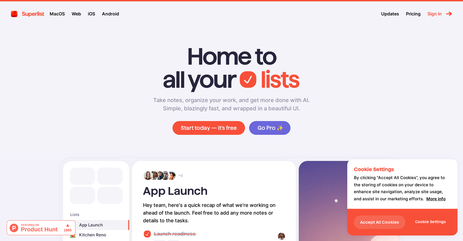 Superlist screenshot