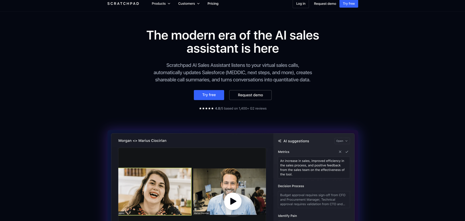 Scratchpad AI Sales Assistant screenshot