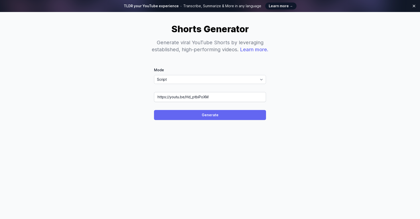 Shorts Generator screenshot