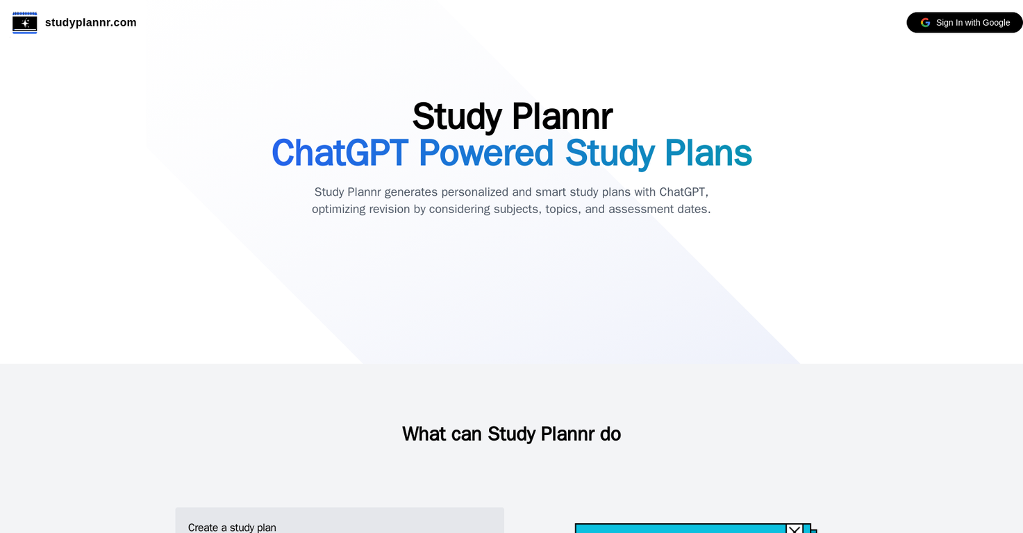 StudyPlannr screenshot