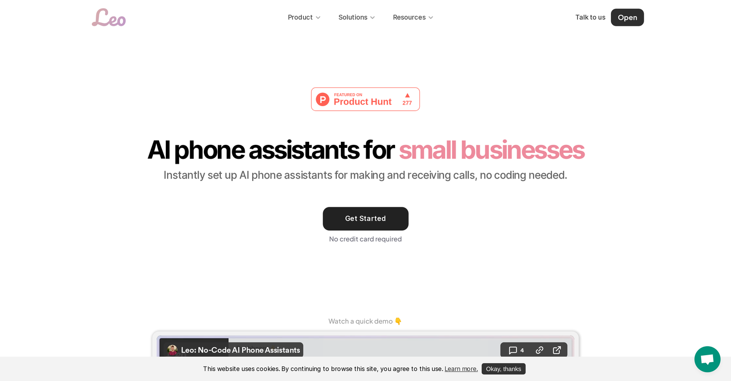 Leo: AI Phone Assistants for Small Businesses screenshot