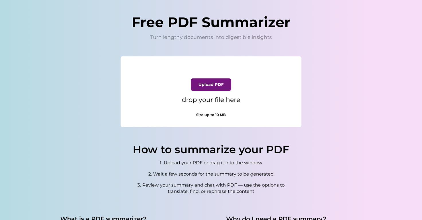 AI PDF Summarizer screenshot