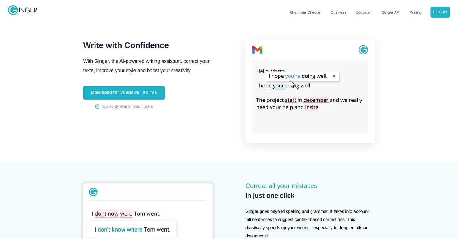 Ginger Software screenshot