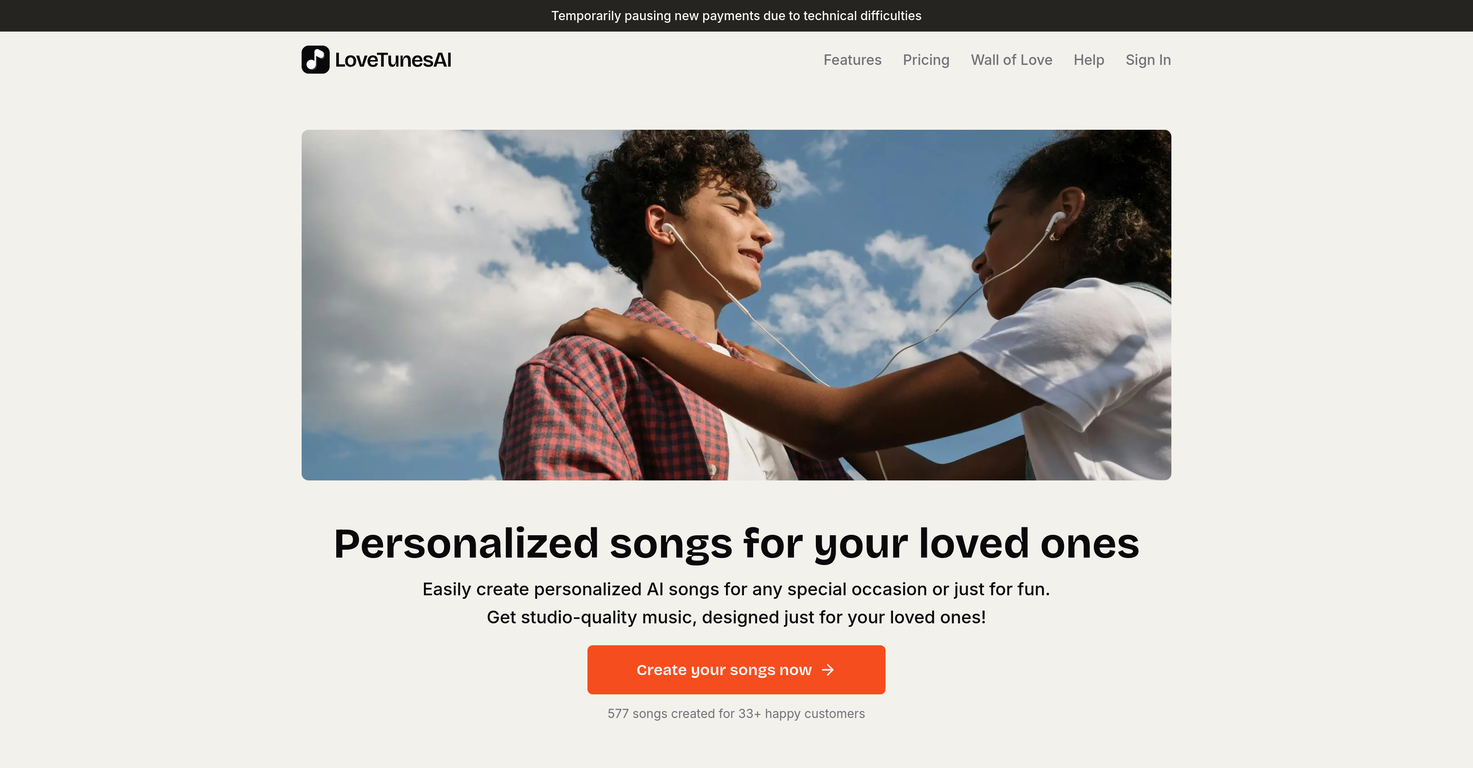 LoveTunesAI screenshot