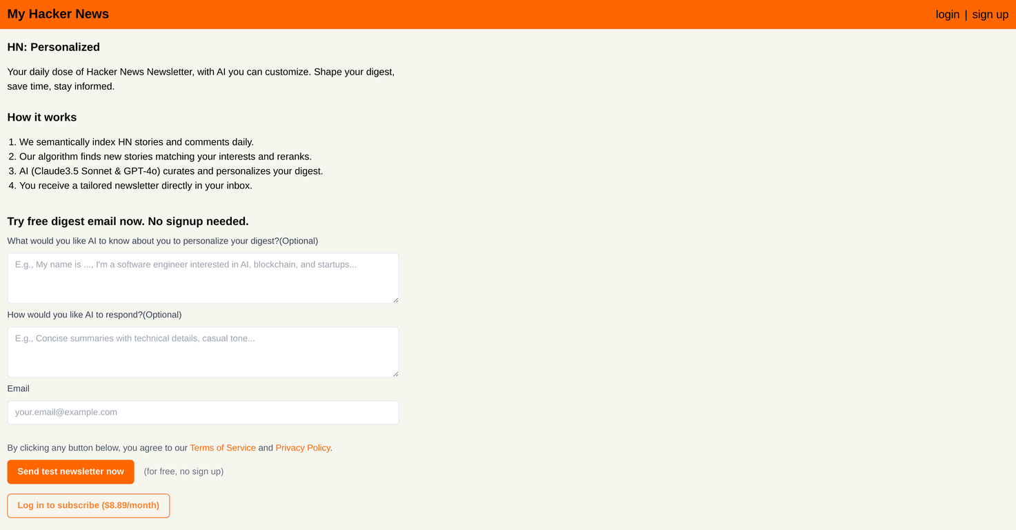 My Hacker News screenshot