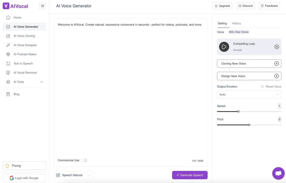 AI Voice Generator by AIVocal screenshot