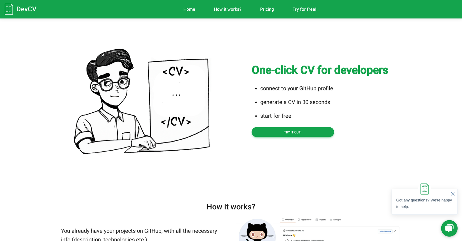 DevCV screenshot