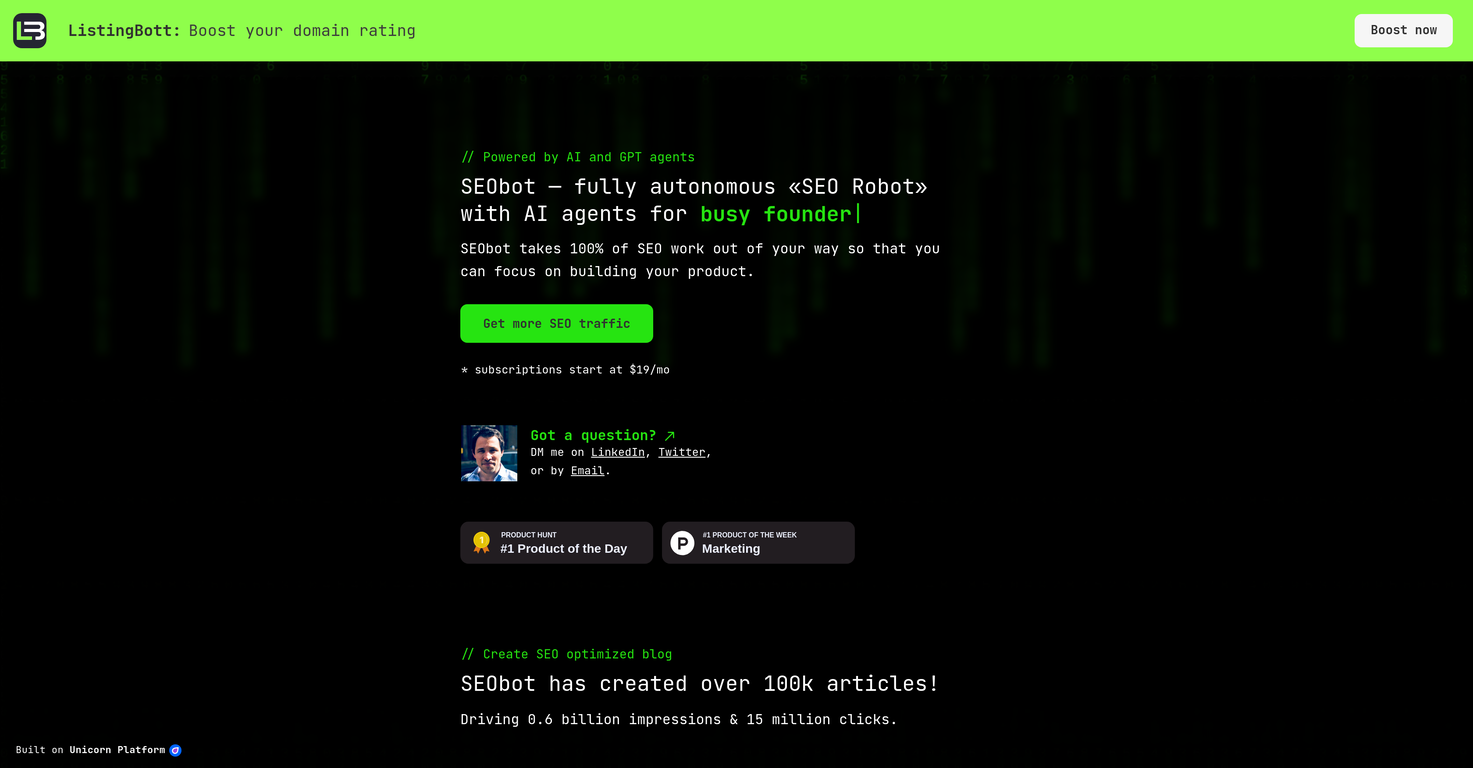 SEObot screenshot