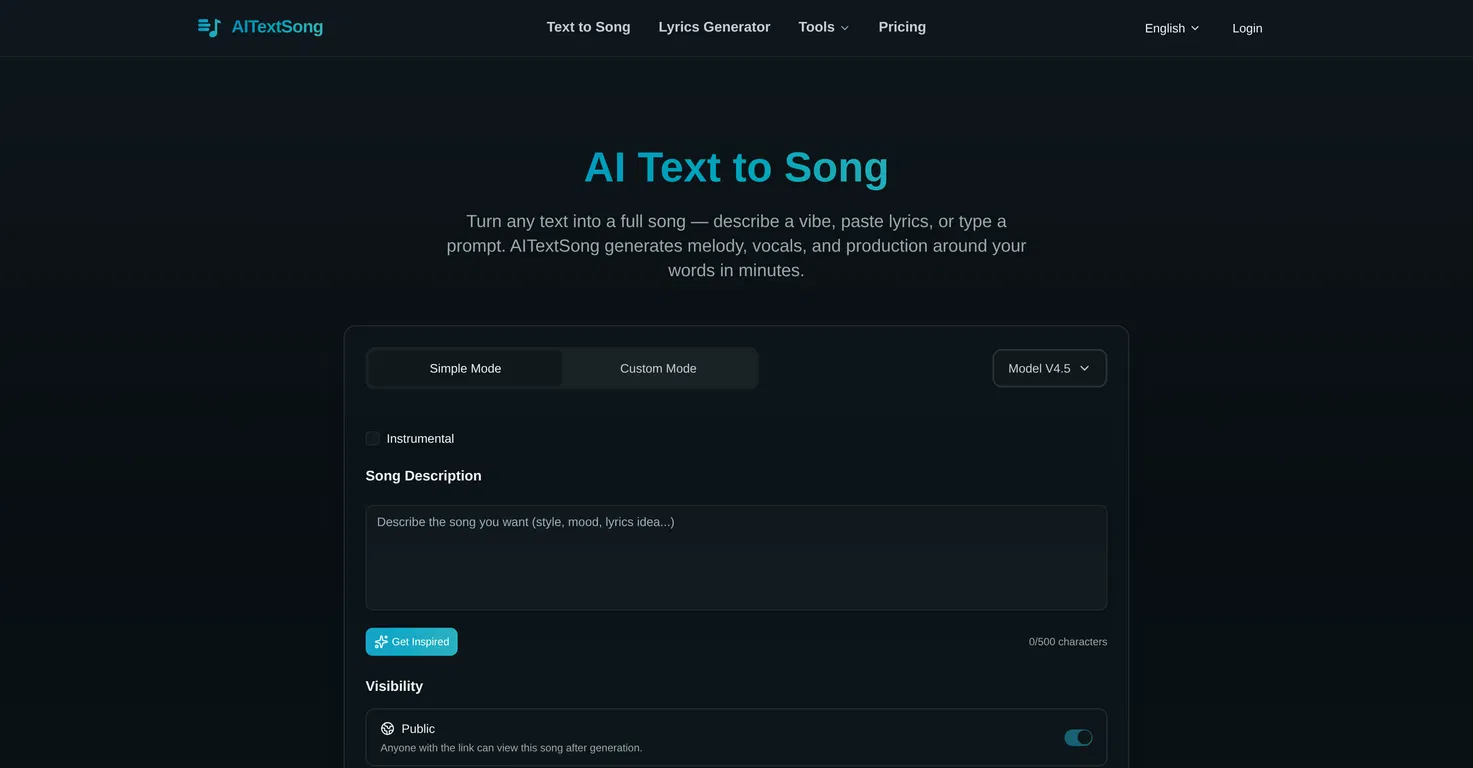 AITextSong.com screenshot