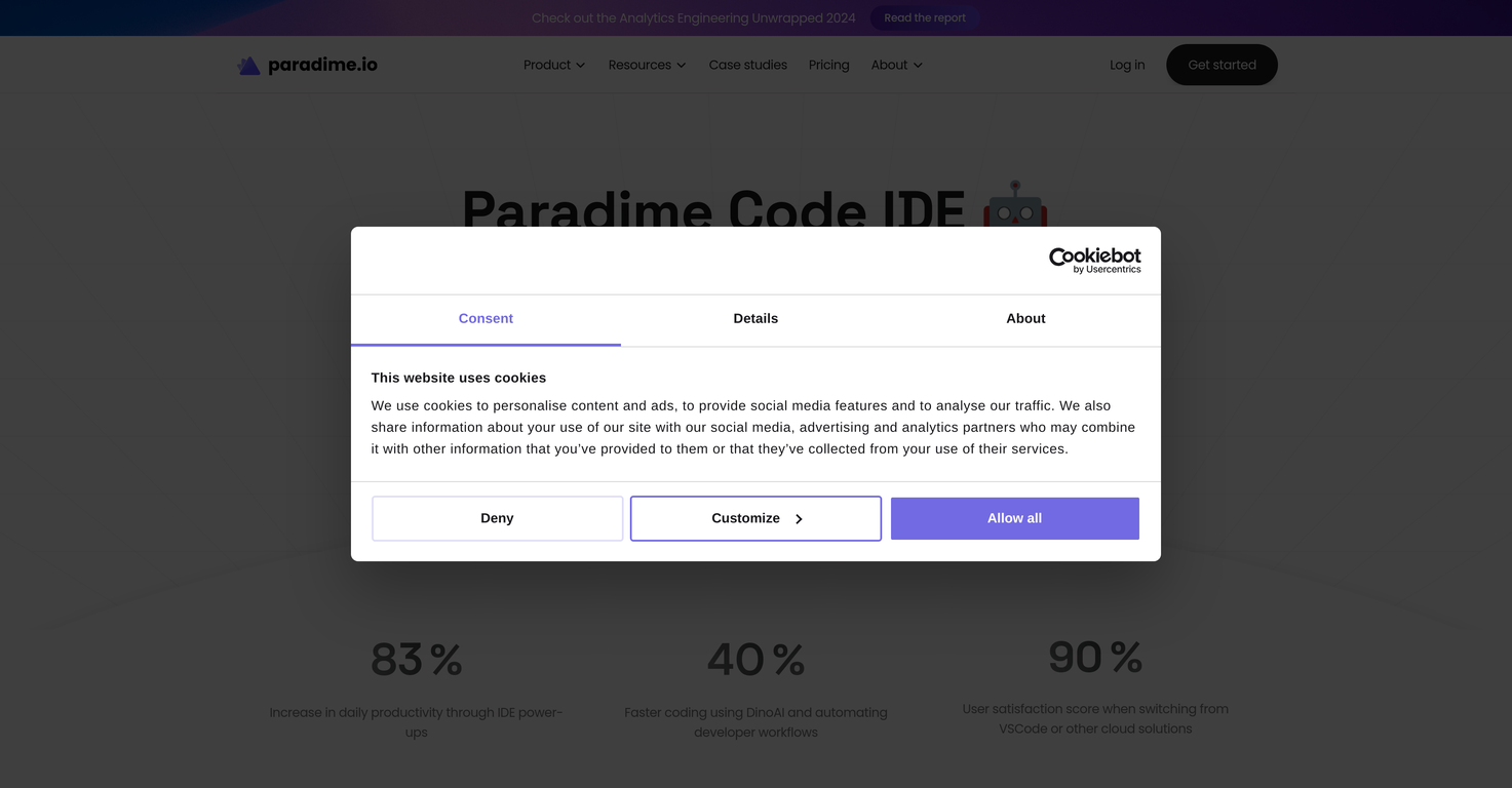 Paradime screenshot