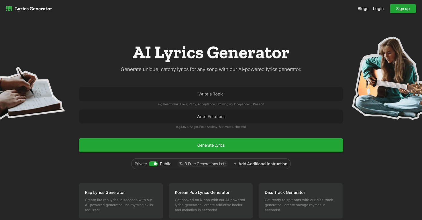 Lyrics Generator screenshot