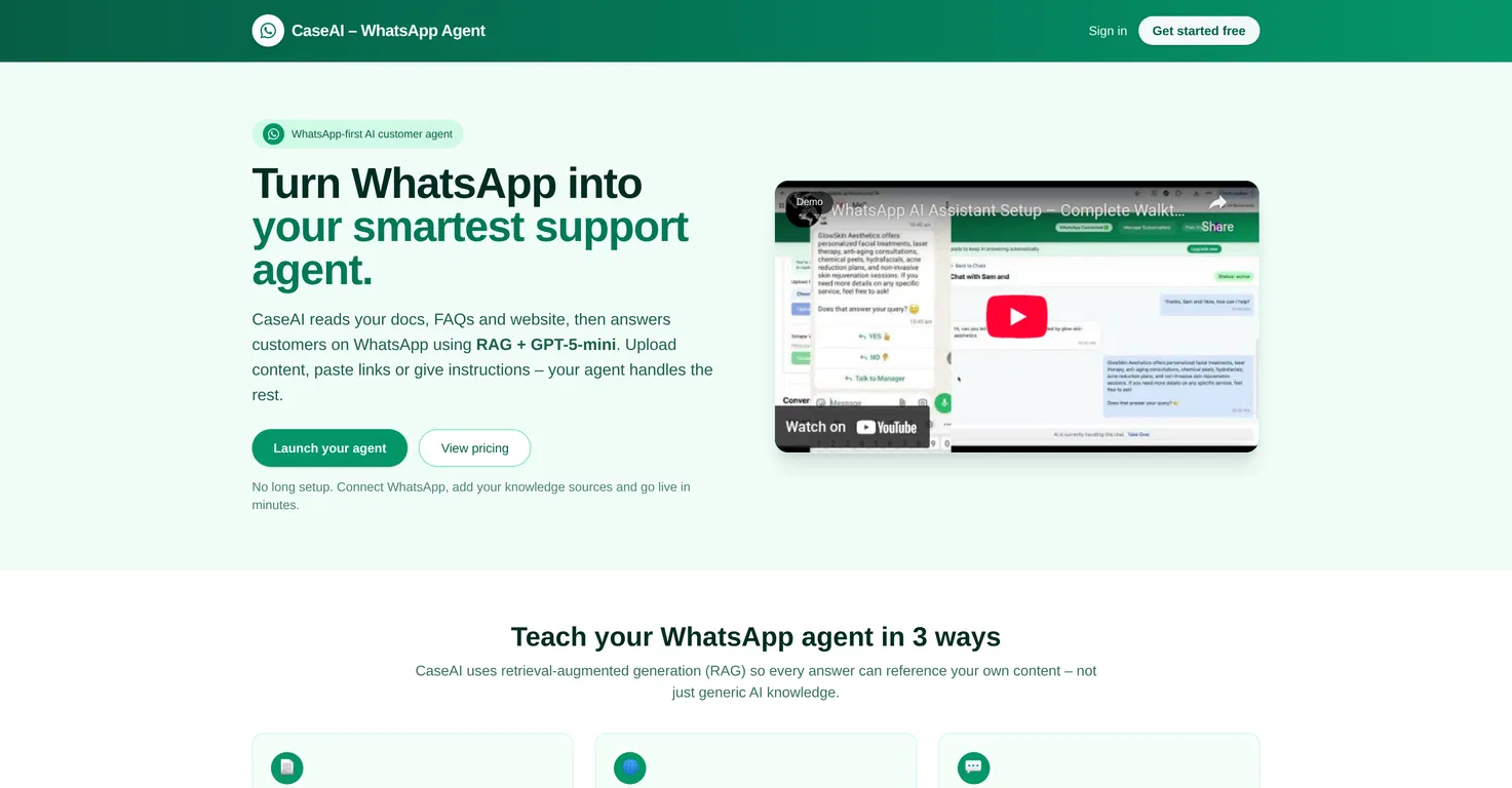CaseAI WhatsApp Agent screenshot