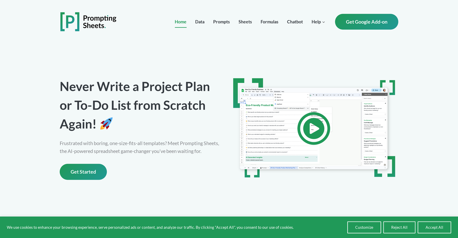 Prompting Sheets screenshot