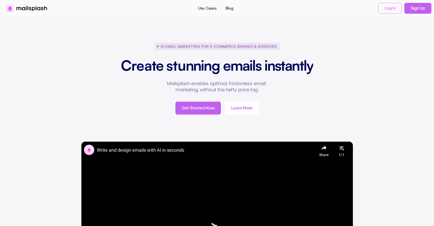 Mailsplash screenshot