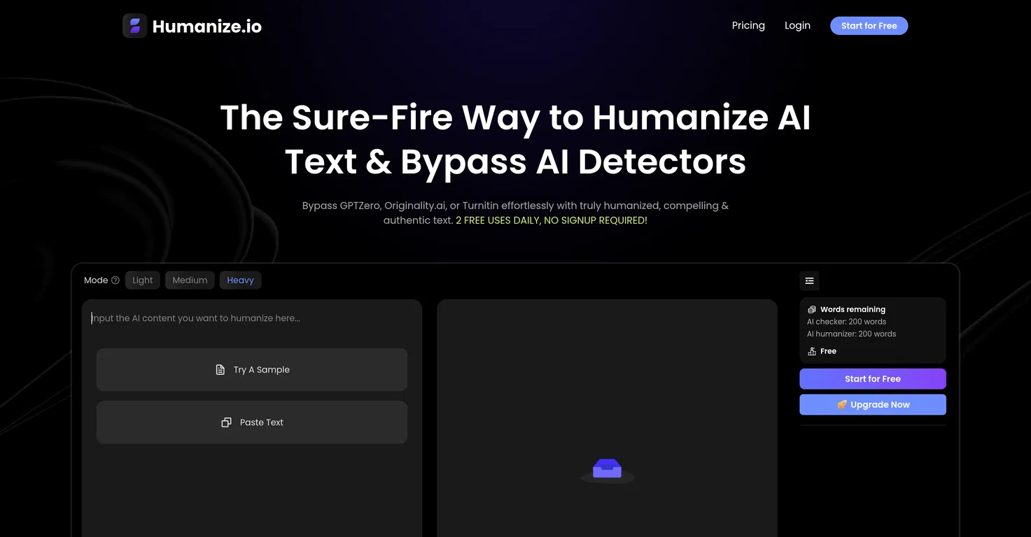 Humanize.io screenshot