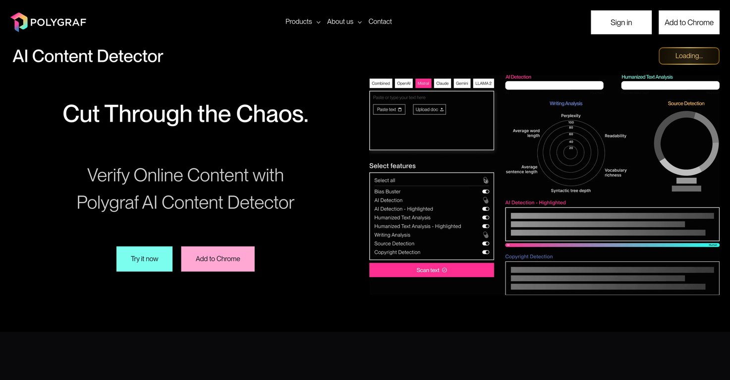 Polygaf AI Content Detector screenshot