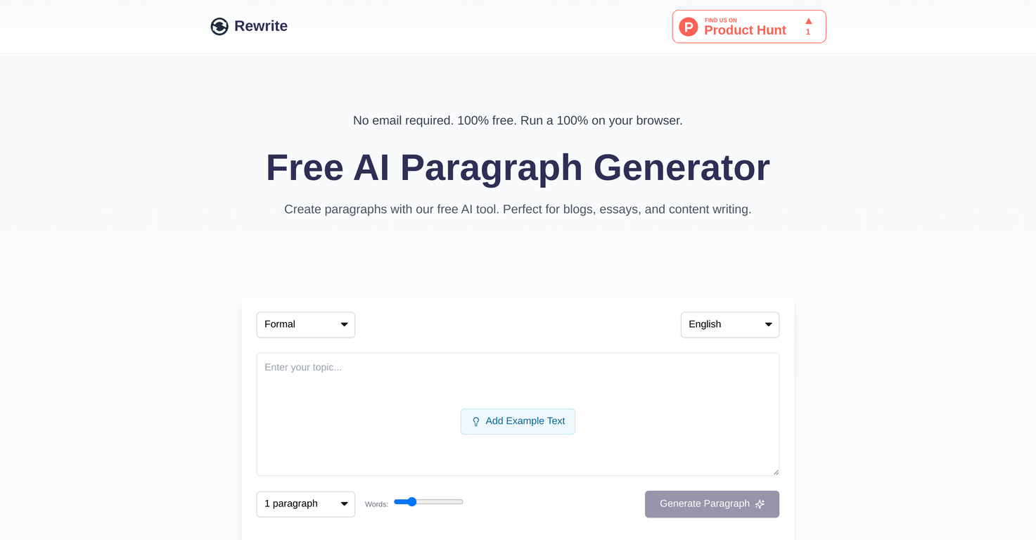Paragraph Generator screenshot