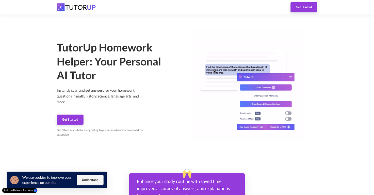 TutorUp Homework Helper screenshot