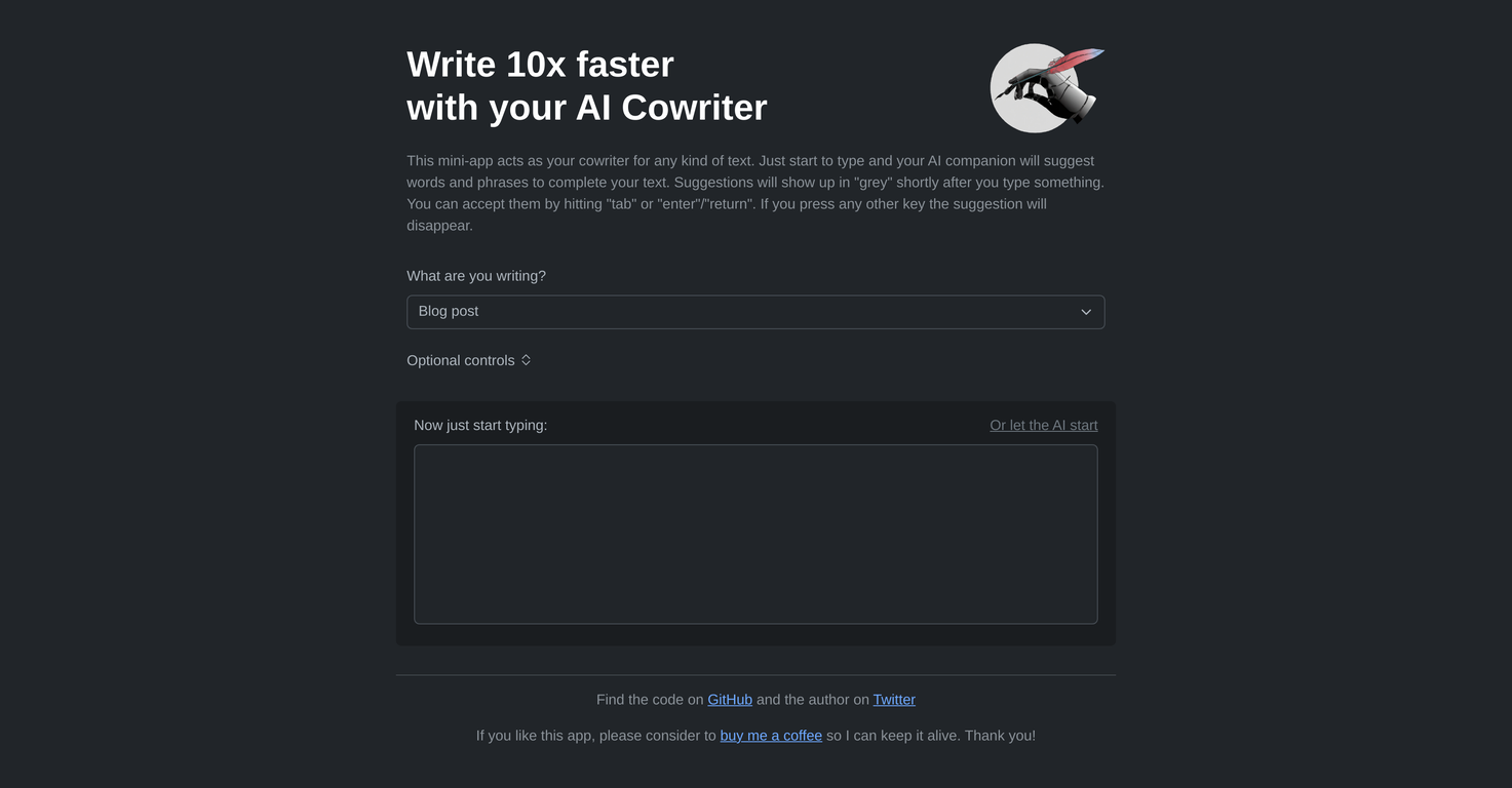 AI Cowriter screenshot