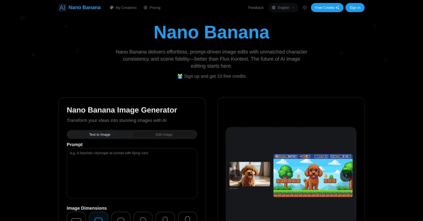 Nano Banana.io screenshot